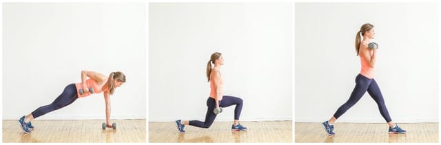 Hammer curl single leg lunge