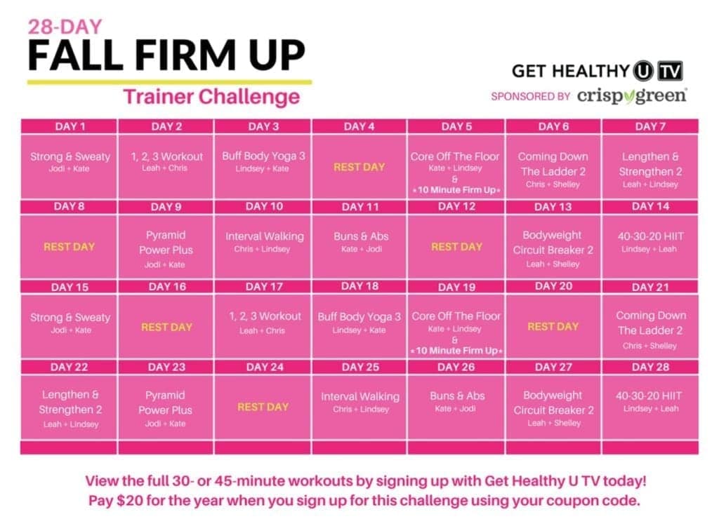 28Day Workout Calendar + HIIT Workout Video Nourish Move Love