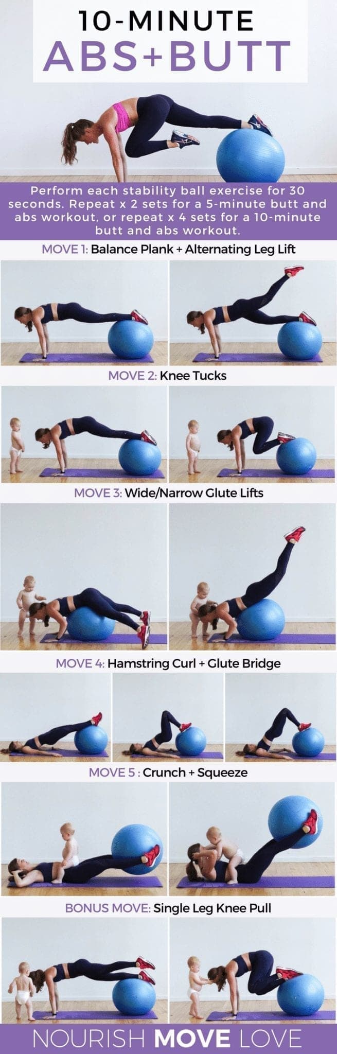 10 Minute Butt + Abs Stability Ball Workout Nourish, Move, Love