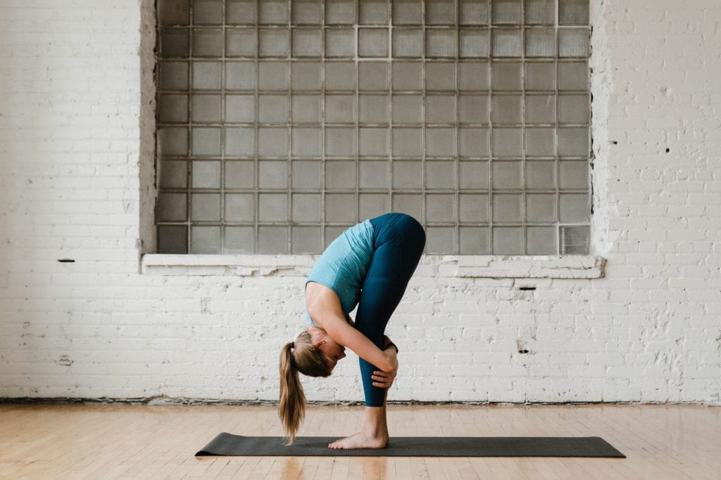 Forward Fold Wrap | mobility exercise for tight hips and hamstrings | stress relieving yoga pose