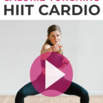 Pin for Pinterest of woman performing a HIIT cardio workout at home