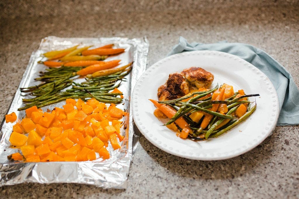 One Pan Roasted Chicken and Veggies | Sheet Pan Meal Prep | Easy Weeknight Dinner Recipe