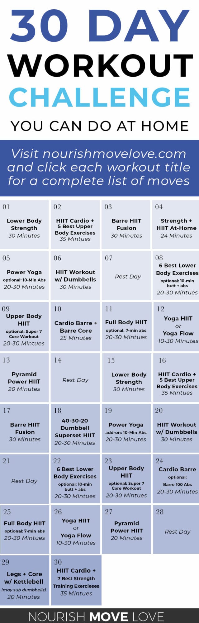 30 day workout calendar