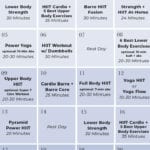 Workout calendar for women at home