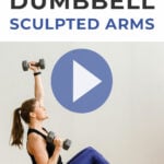 Pin for Pinterest Toned Arms Workout for Women - woman performing an overhead press