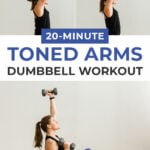 Pin for Pinterest Toned Arms Workout for Women - woman performing arm exercises