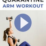 Pin for Pinterest Toned Arms Workout for Women - woman performing an overhead press