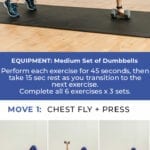 Pin for Pinterest Toned Arms Workout for Women - woman performing a plank and row with dumbbells