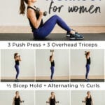 Pin for Pinterest Toned Arms Workout for Women - woman performing an arm workout