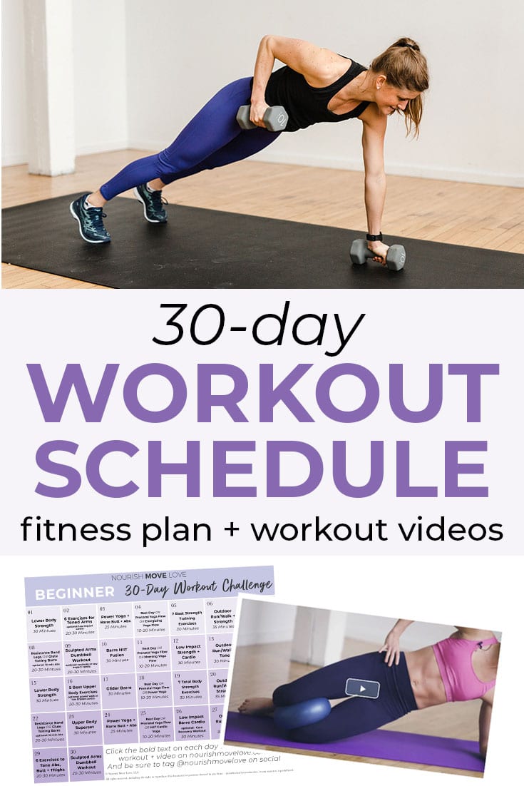 workout plan calendar fitness workouts beginner move nourish