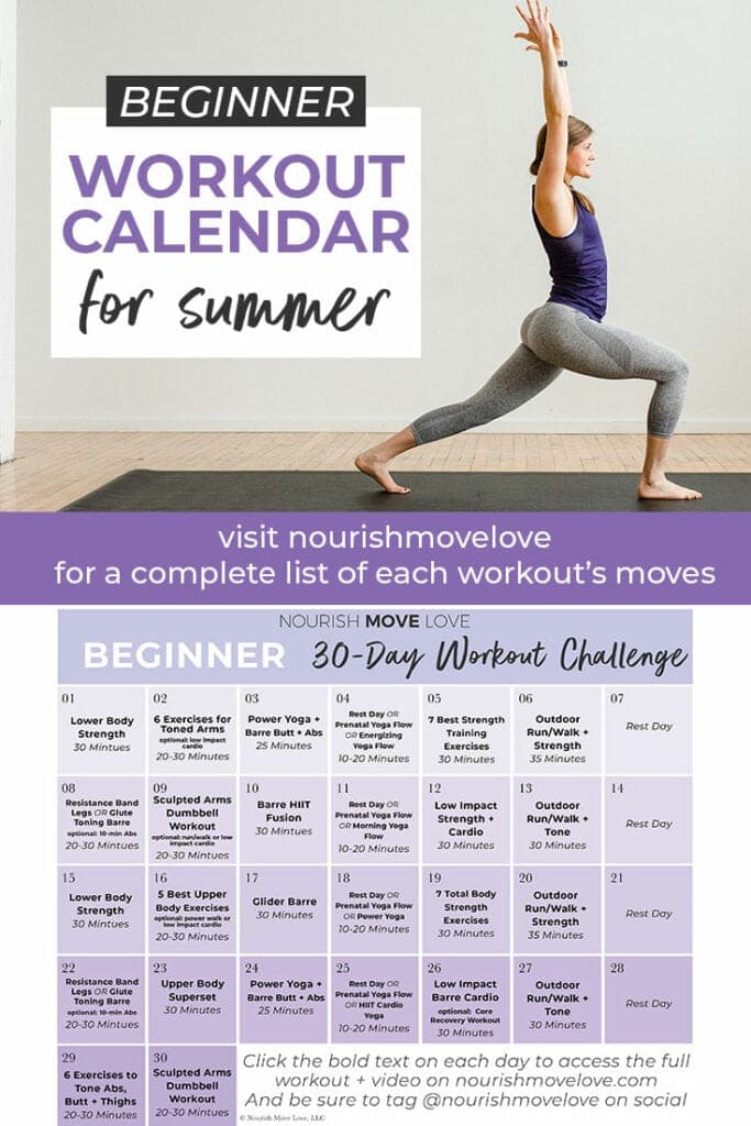 Beginner Workout Plan and Workout Calendar | 30 day workout plan