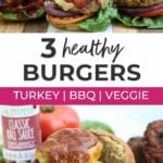 healthy burgers | turkey burger cowboy burger veggie burger