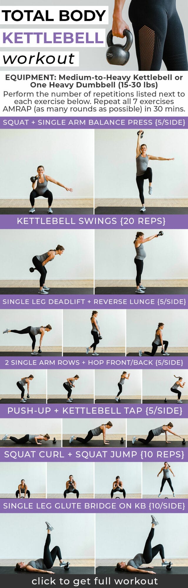 Simple 30 day kettlebell workout for Push Pull Legs