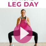 Pin for Pinterest of woman performing leg day exercises