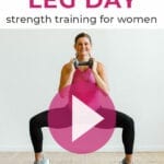 Pin for Pinterest of woman performing leg day exercises