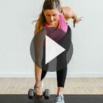 Pin for Pinterest of woman performing leg day exercises