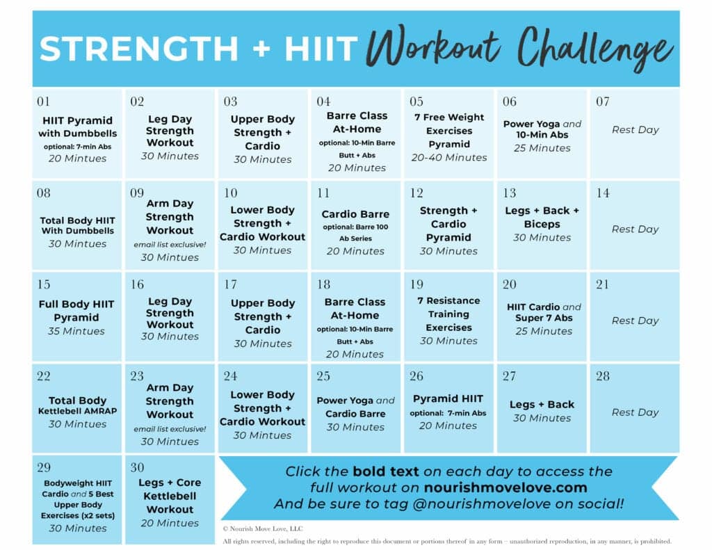 30-Day Fitness Challenge and hiit workout plan