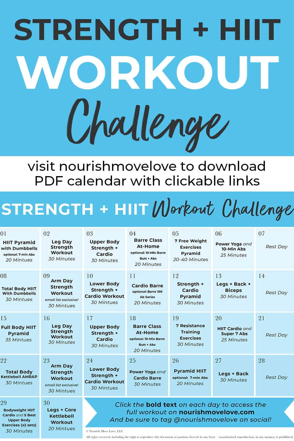 30Day Advanced Workout Plan (Videos) Nourish Move Love