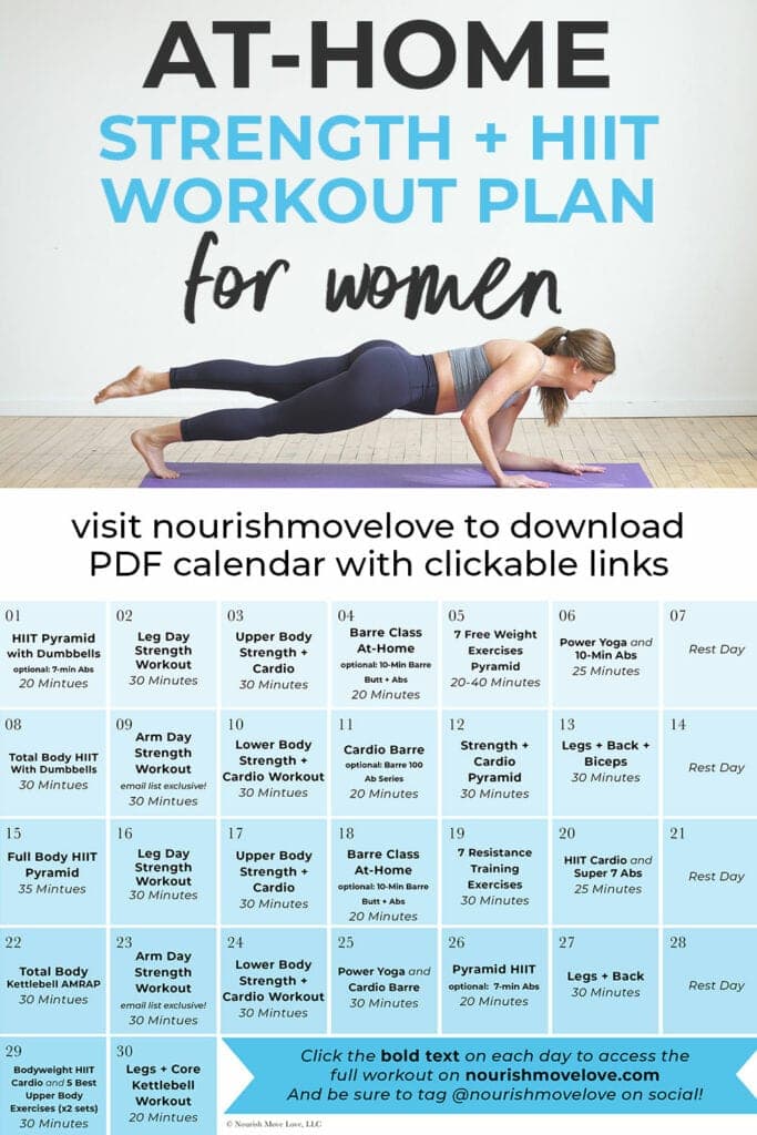 30-Day Advanced Strength + HIIT Workout Plan | Nourish Move Love