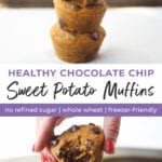 chocolate chip sweet potato muffins | healthy muffins