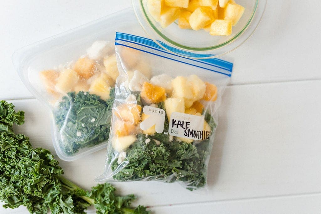 meal prep kale smoothie packs 