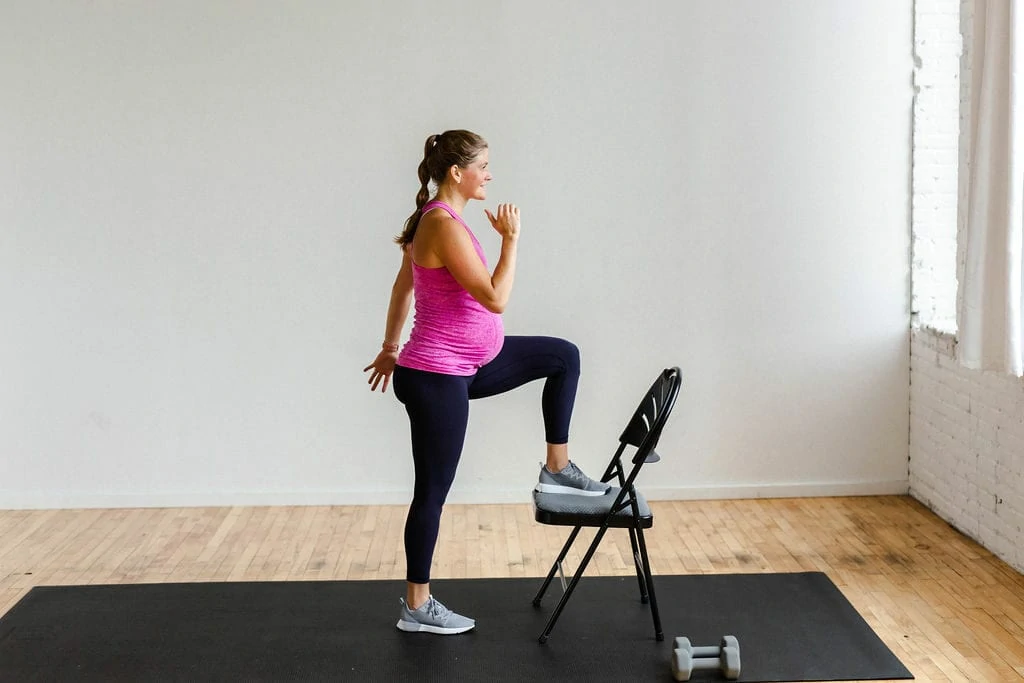 Pregnancy Cardio Workout with a chair