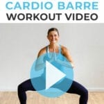 Pregnant woman performing cardio exercises in a low impact cardio barre workout