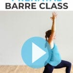 Pregnant woman performing cardio exercises in a low impact cardio barre workout