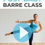 Pregnant woman performing cardio exercises in a low impact cardio barre workout