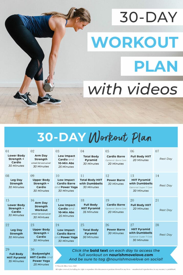 free workout plans Nourish, Move, Love