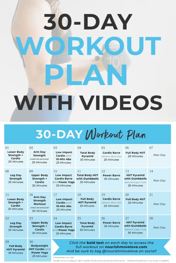 Free 30 Day Home Workout Plan Nourish Move Love