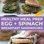 Pin for Pinterest of a meal prep breakfast sandwich