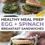 Pin for Pinterest of a meal prep breakfast sandwich