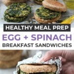 Pin for Pinterest of a meal prep breakfast sandwich
