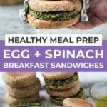 Pin for Pinterest of a meal prep breakfast sandwich