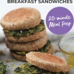 Pin for Pinterest of a meal prep breakfast sandwich