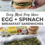 Pin for Pinterest of a meal prep breakfast sandwich