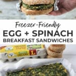 Pin for Pinterest of a meal prep breakfast sandwich