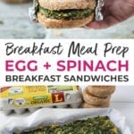 Pin for Pinterest of a meal prep breakfast sandwich