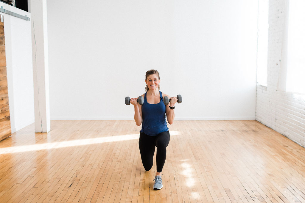 Lifting Weights Post Baby Lunge + Bicep Curl