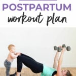 postpartum workout plan calendar graphic Pin for Pinterest