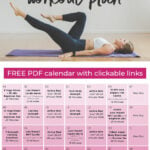 Pin for Pinterest of 30-Day Postpartum Workout Plan Calendar Graphic and Postpartum woman healing her core