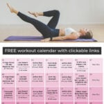 Pin for Pinterest of 30-Day Postpartum Workout Plan Calendar Graphic and Postpartum woman healing her core