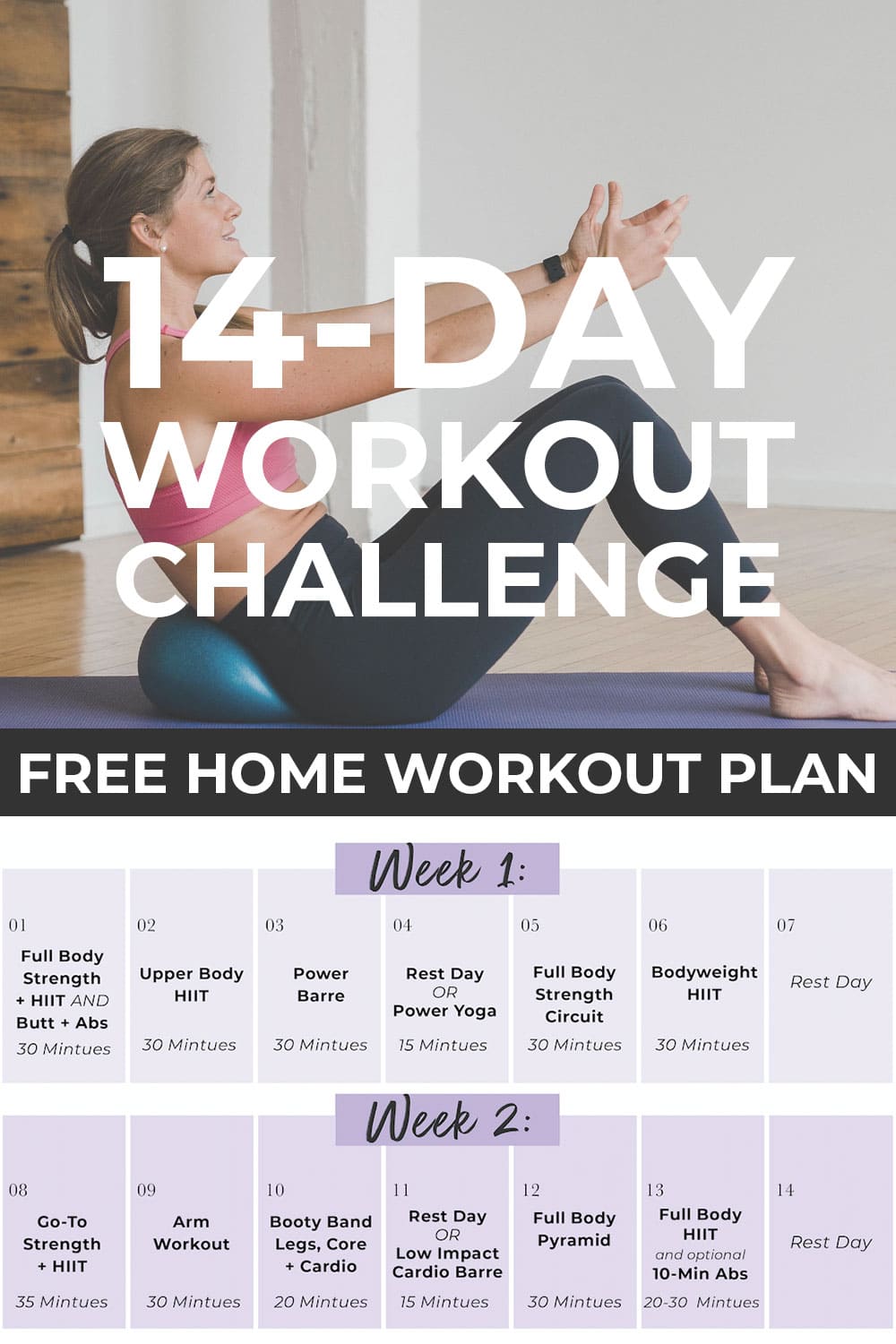 14 Day Workout Challenge | Full body workout plan - Nourish, Move, Love