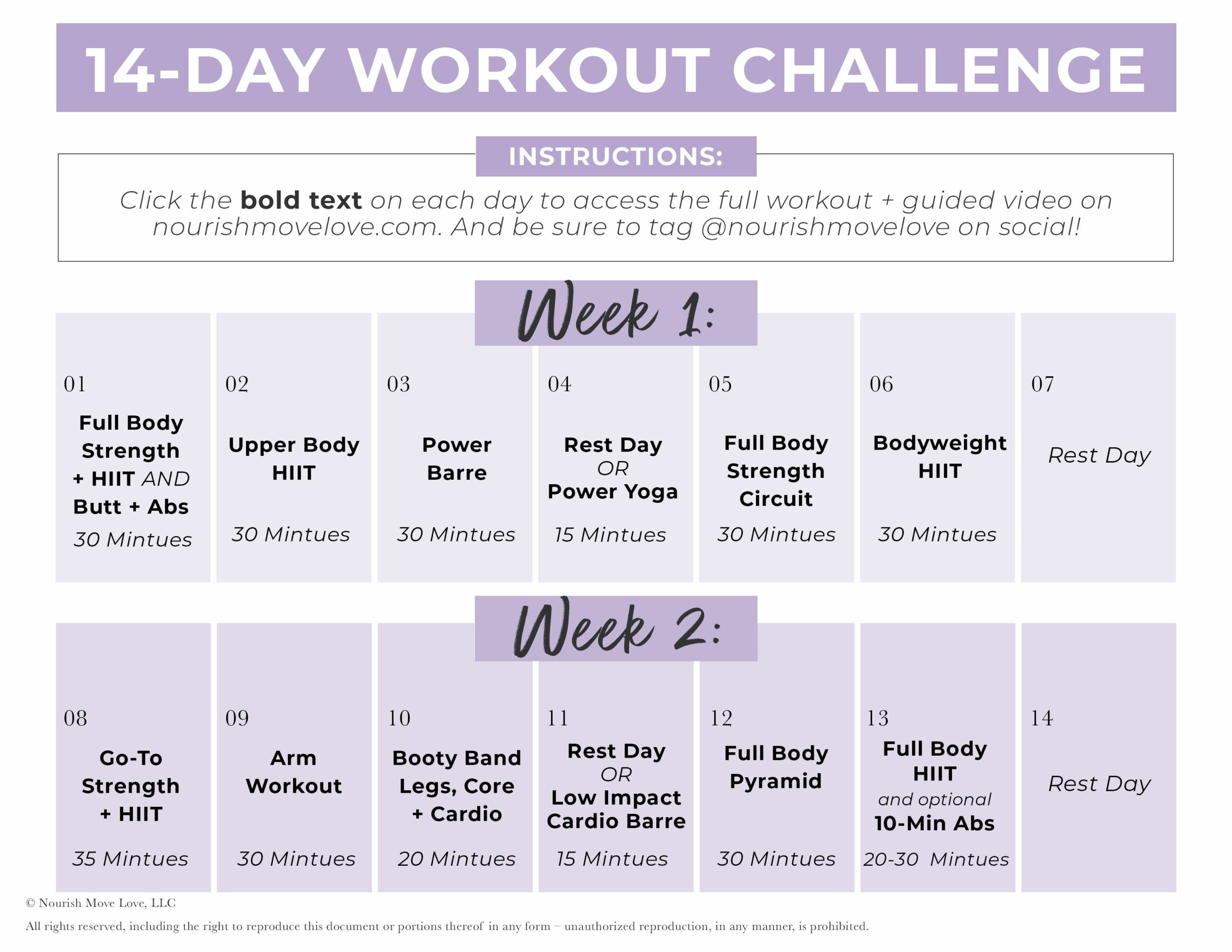 Simple 14 Day Workout for Push Pull Legs
