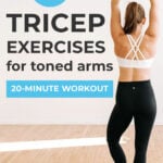 Pin for Pinterest of woman performing the best tricep exercises