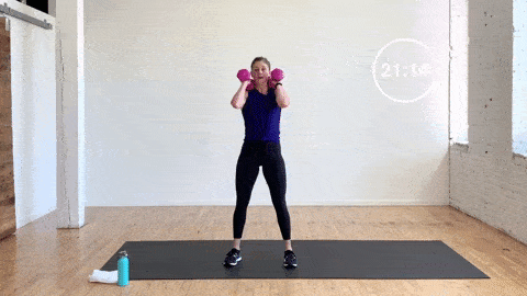 dumbbell squat with a pulse at the bottom