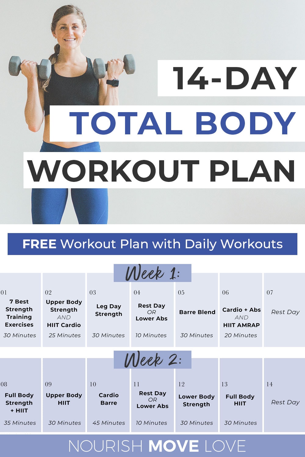 14 Day Challenge total body workout Nourish, Move, Love