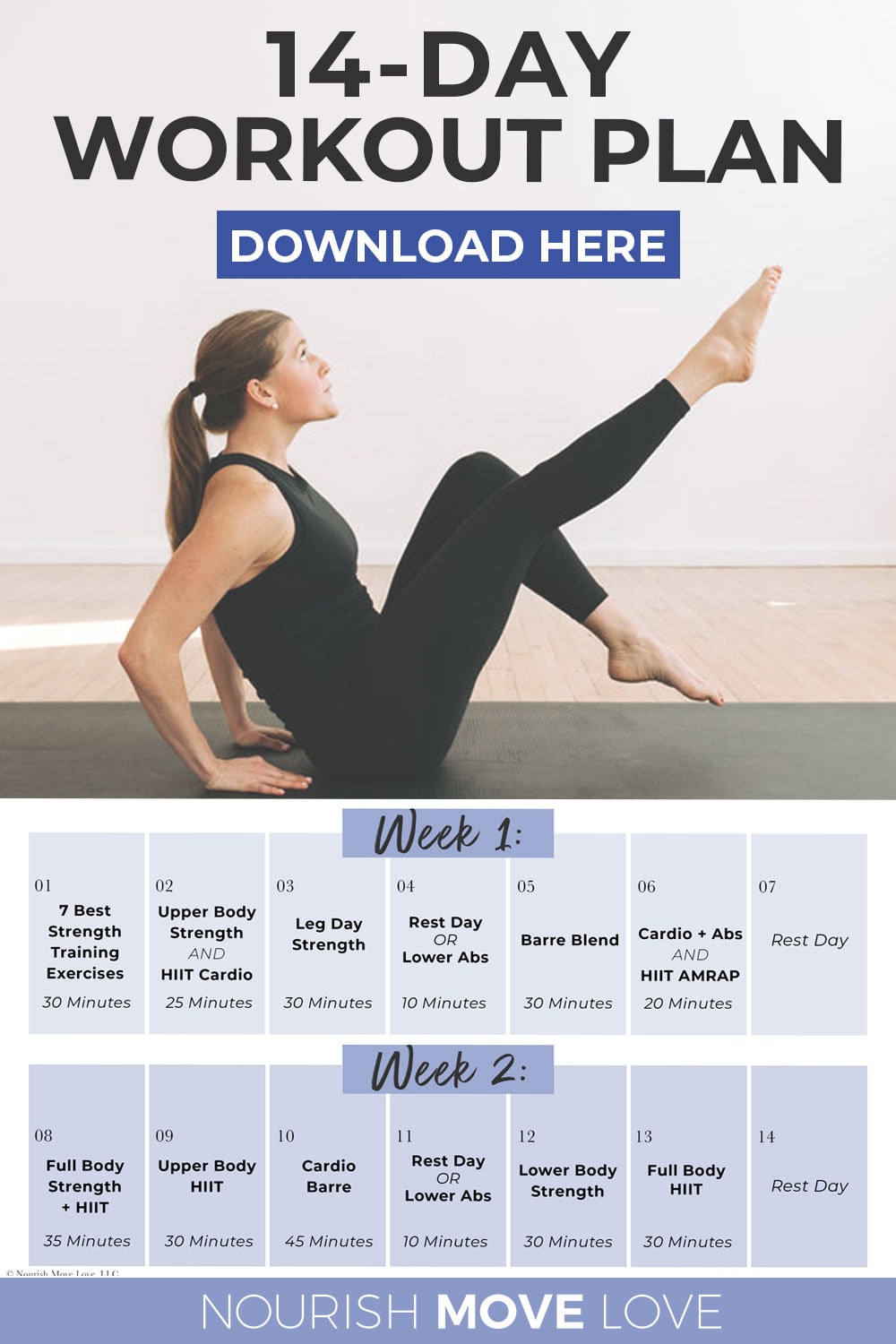 14 Day Challenge 2 Week Home Workout Plan Nourish Move Love