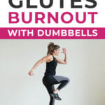 Pin for Pinterest of woman performing a glute workout at home